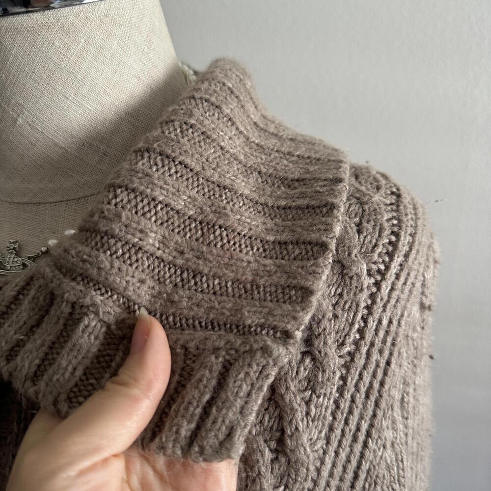 Brown Cable Knit Button Cardigan - image 7